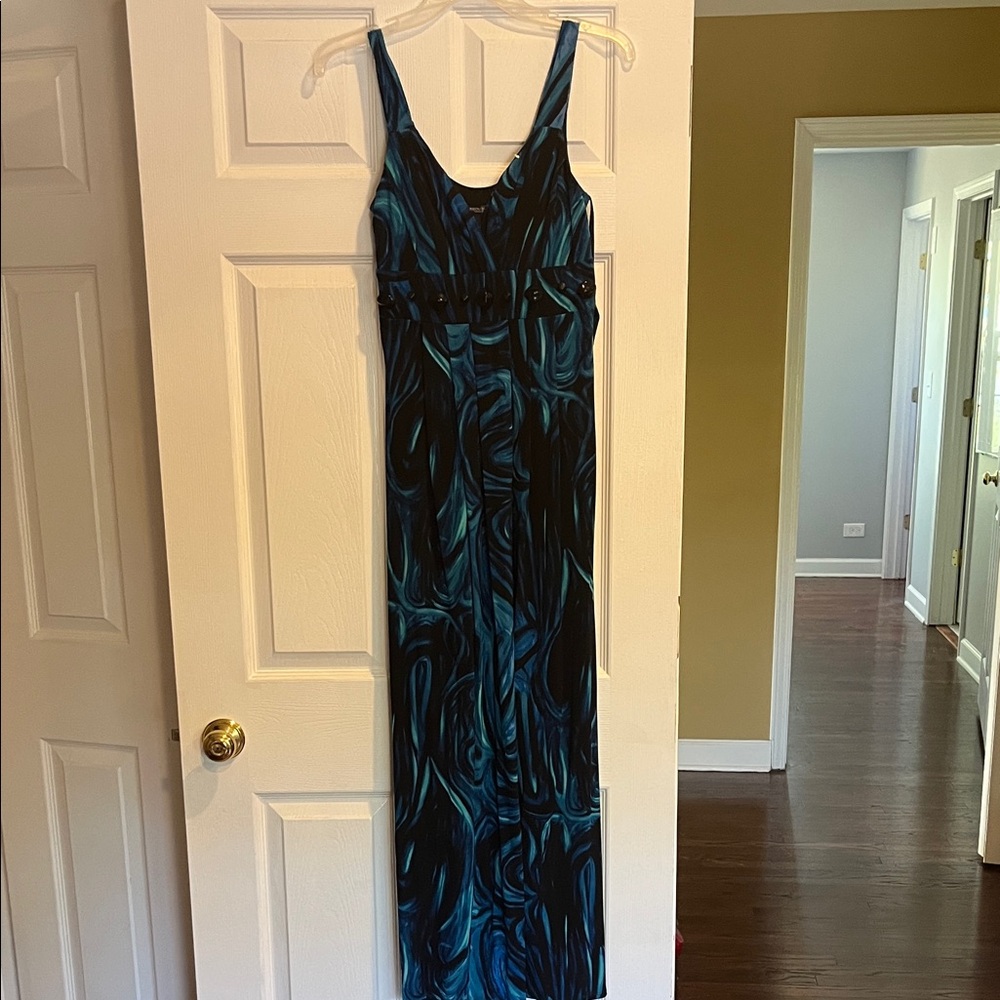 Bisou Bisou Blue and Black Maxi Dress
